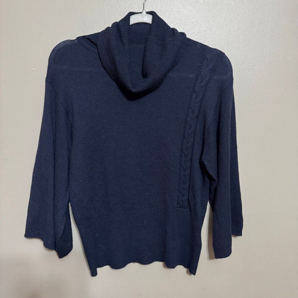 Anthropologie Sparrow Navy Turtleneck Sweater Womens S 3/4 Kimono Sleeve